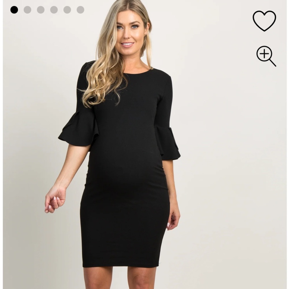 PinkBlush Black Fitted Ruffle Sleeve Maternity Dress - size small